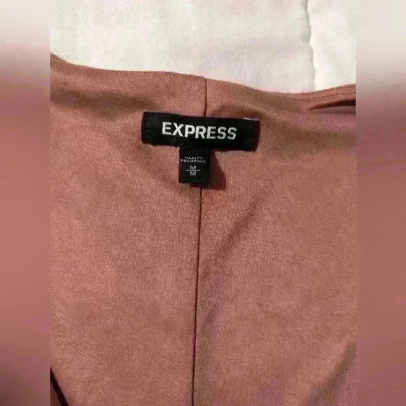 Express Mauve Bodycon Ruffle and Lace Sleeve Dress Size M - Picture 6 of 12